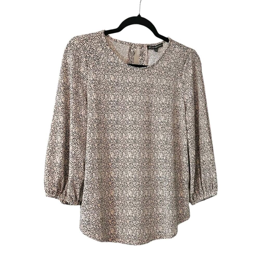 Adrianna Papell NWT Womens SMALL Top Blouse Elastic 3/4 Sleeves Balloon